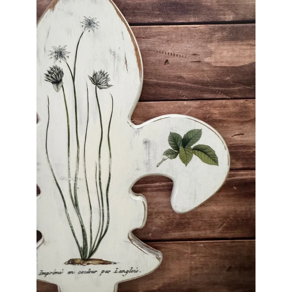 French country wall‎ decor set of two, botanical Fleur de Lis cottage wall art